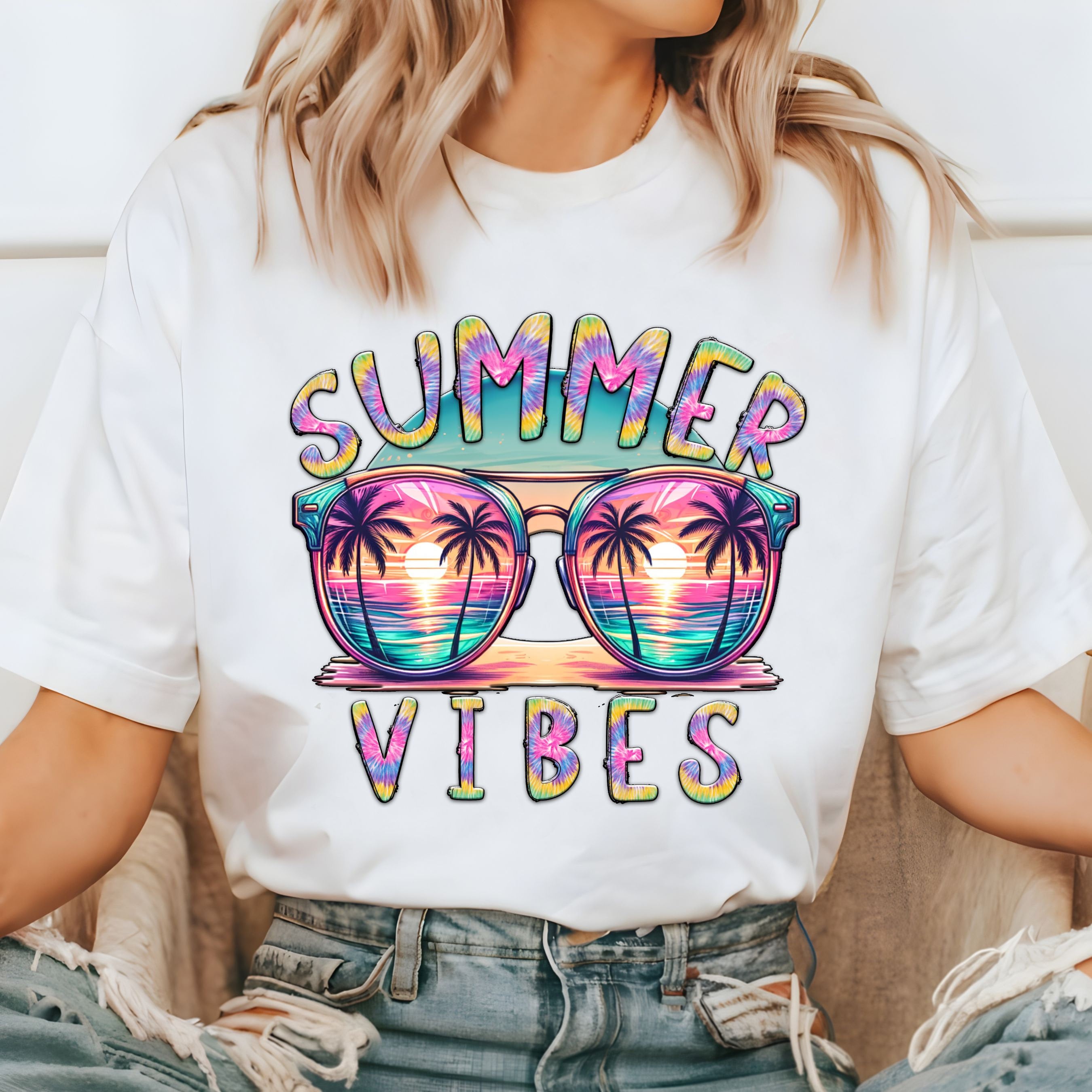 Summer Vibes PNG Sublimation Design, Colorful Summer Clipart, Beach ...