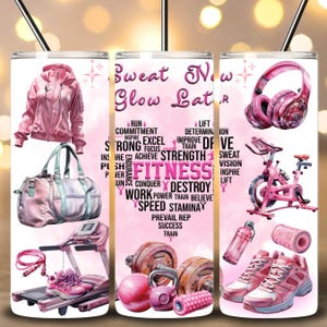 Fitness Motivational Tumbler, 20oz Skinny Tumbler Sublimation Design, Gym Tumbler Wrap, Fitness Tumbler Wrap, Gym Life PNG Digital Files