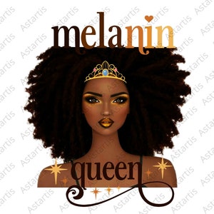 Pretty Afro Woman Clipart, Melanin Queen, Beautiful Black Woman, PNG Instant Download, Sublimation, Pretty Black Hair, Afro American Girl