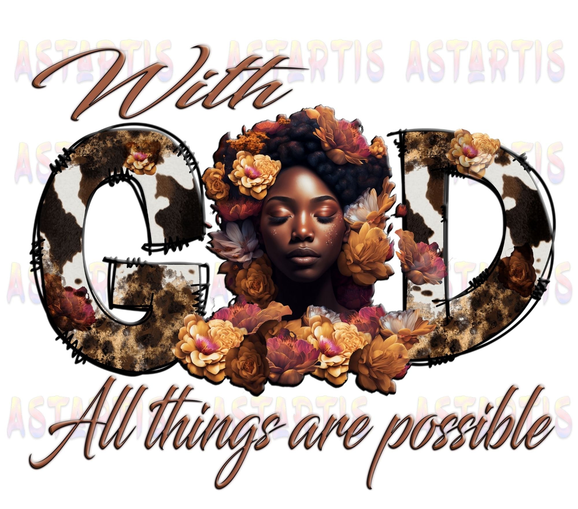 With God All Things Are Possible Black Women PNG, Blessed Afro, Melanin Girl, Black Queen png, Digital File Sublimation, Afro American Girl