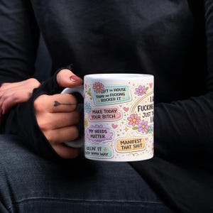 Svärmuggswrap, 11oz och 15oz muggmall, motiverande mugg, svordomugg, bad bitch-mugg PNG, mental hälsa-mugg PNG-filer digital nedladdning bild 6