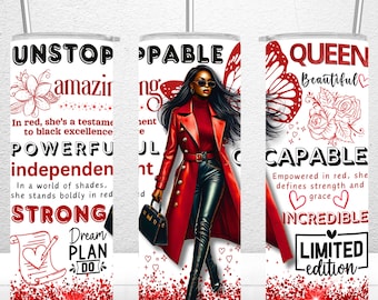Empowering Black Woman Tumbler Wrap, 20oz Skinny Tumbler Sublimation Design, Black Girl Magic Tumbler Wrap PNG Files Digital Download