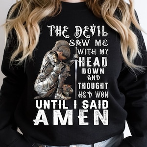 El diablo me vio con la cabeza gacha y pensó que había ganado hasta que dije amén PNG Descarga instantánea, Guerrero de Cristo PNG, Mujer de fe PNG