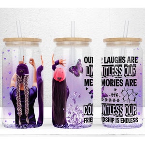 Best Friends Glass Tumbler 16oz Libbey Glass Can Tumbler Sublimation Design, Best Friend Tumbler Wrap, Glass Can Wrap, PNG Digital Download