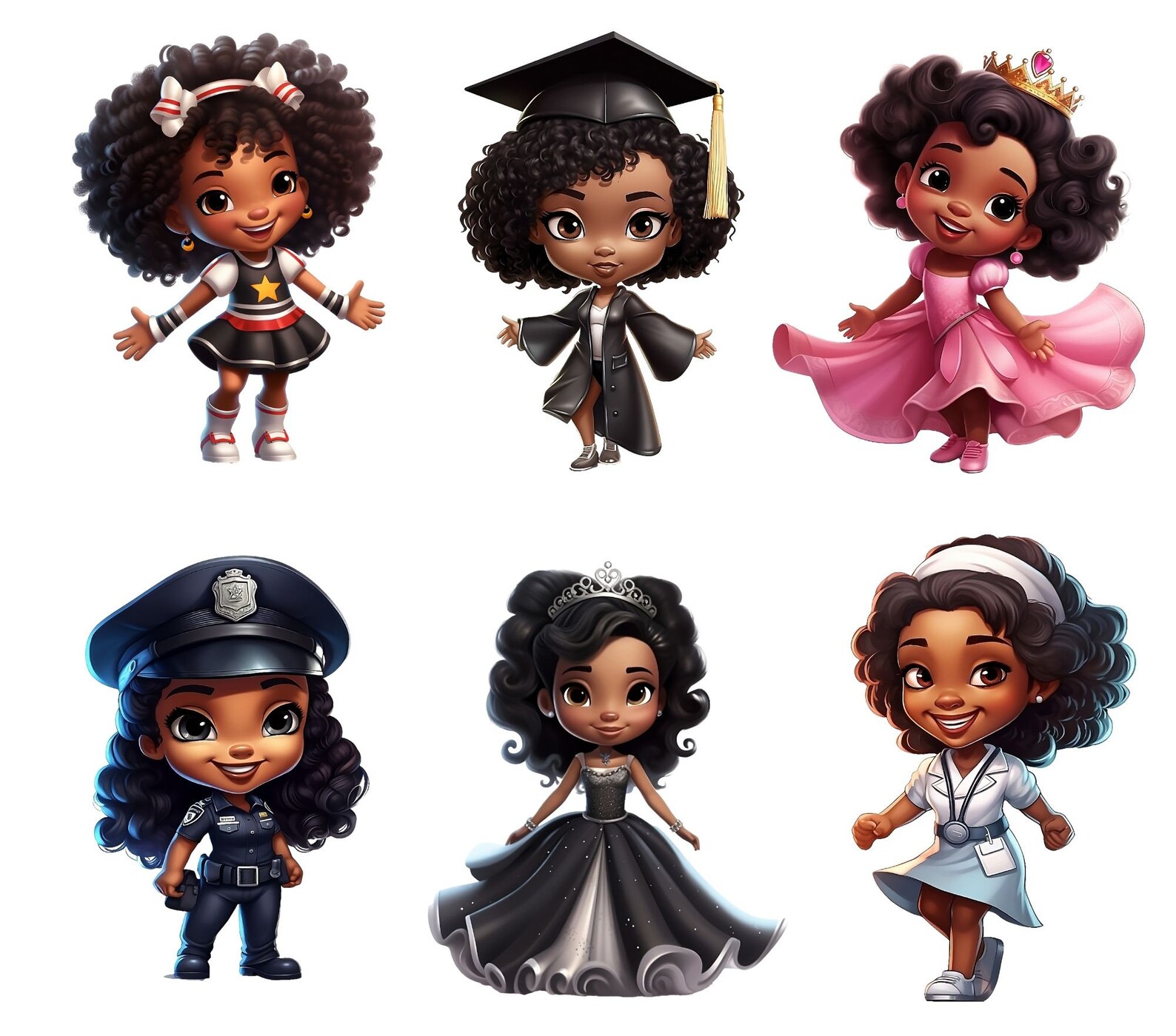 10 PNG Little Black Girls Bundle, Little Black Girl PNG Clipart Bundle ...