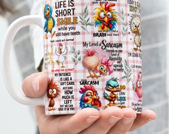 Sarcastic Funny Birds  Mug Wrap PNG, 11oz & 15oz Mug Template, Funny Chicken Mug Wrap Sublimation, Funny Animals Mug Design Digital Download
