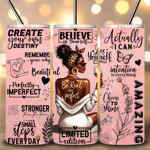 Love Yourself Black Woman Tumbler Wrap, 20oz Skinny Design, Black Girl Magic Tumbler, Black Girl Daily Affirmations Wrap PNG Digital Files
