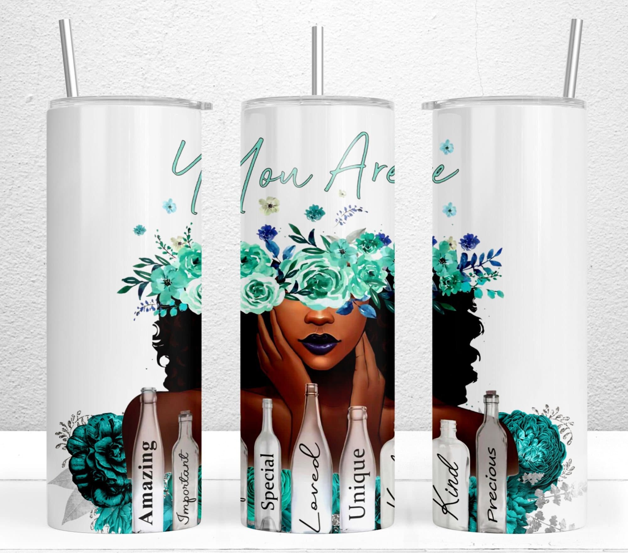 Black Girl Magic Motivation  Sublimation Design Wraps for 20 oz Skinny Tumbler - Black Girl Magic Tumbler Wrap, Afro American Women Gift