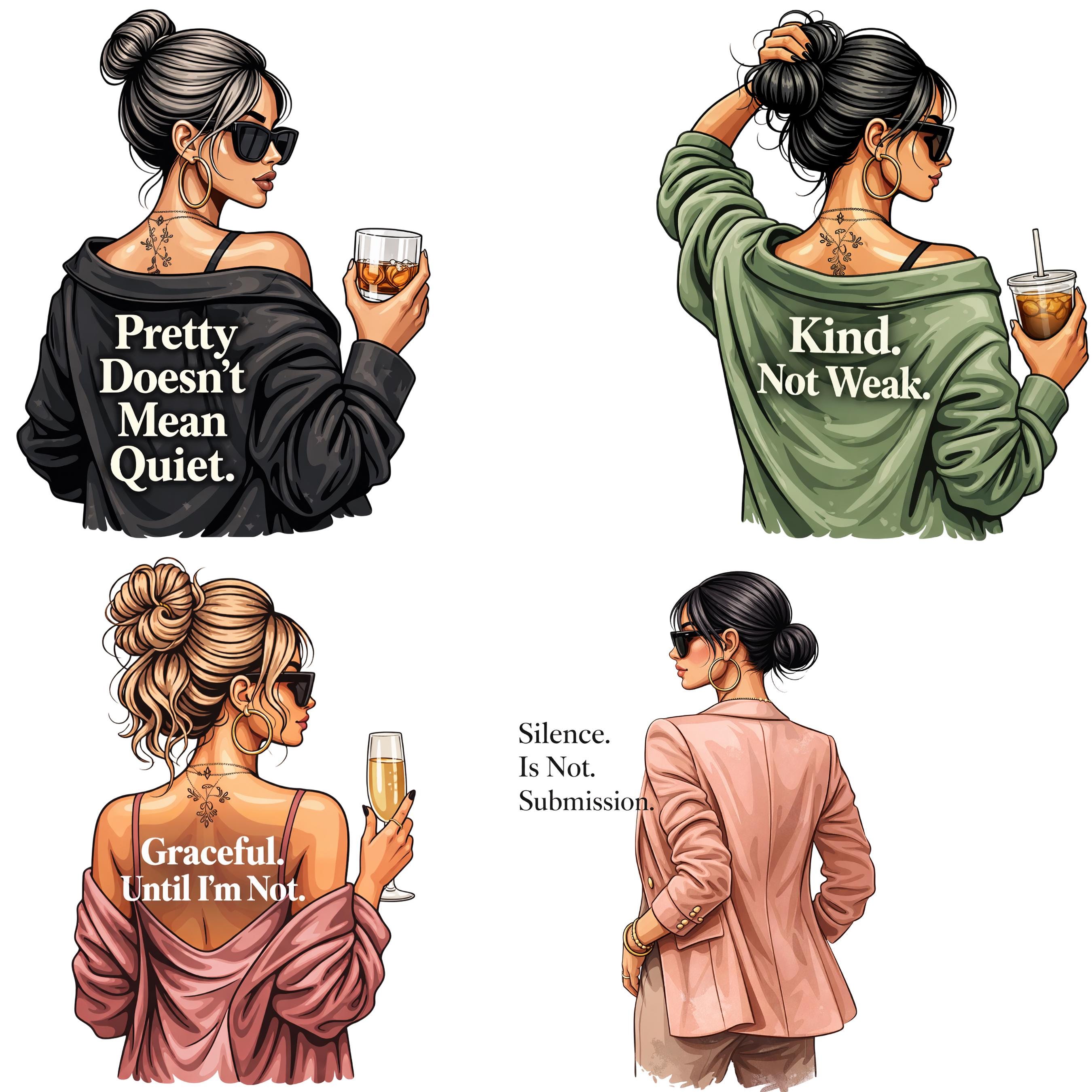 12 Feminine Rage Clipart Bundle, Confident Woman PNG, Fashion Woman ...