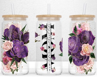 Mom Life Flower 16oz Libbey Glass Wrap Png - Mama Flower Glass Cup - Best Mom Ever Tumbler Sublimation Design, Mother's Day Digital Download