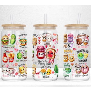 Food Pun Funny Valentine, Valentines Day 16oz Libbey Glass Can Sublimation Design, Valentine UVD DTF, Valentine Glass Can PNG Digital File