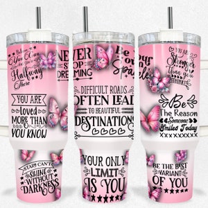 Positive Daily Affirmations 40oz Tumbler Design, Inspirational Woman Tumbler Wrap, Positive Affirmations Tumbler PNG Files Digital Download