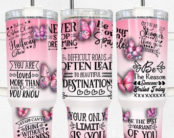 Positive Daily Affirmations 40oz Tumbler Design, Inspirational Woman Tumbler Wrap, Positive Affirmations Tumbler PNG Files Digital Download