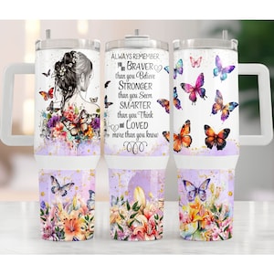 Always Remember You Are Braver 40oz Tumbler Design, Inspirational Woman Tumbler Wrap, Positive Affirmations Tumbler, PNG Digital Download
