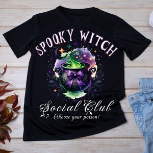 Spooky Witch Social Club Png, Halloween Design png, Witchy Vibes Png, Gothic Png, Halloween Coquette Bow, Soft Girl Png, Spooky Girl Png image 3