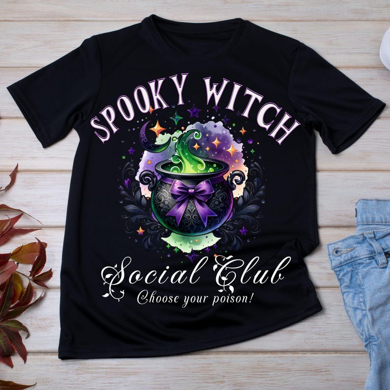 Spooky Witch Social Club Png, Halloween Design png, Witchy Vibes Png, Gothic Png, Halloween Coquette Bow, Soft Girl Png, Spooky Girl Png image 3