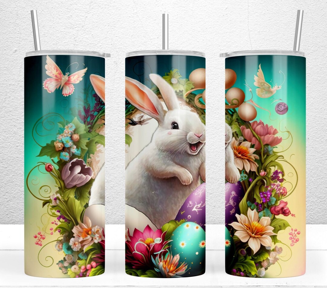 Happy Easter Bunny Tumbler Wrap Design - Skinny 20oz PNG Sublimation ...