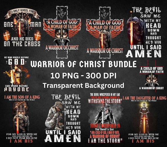 10 PNG Warrior Of Christ Bundle Sublimation Designs , Christian Bundle PNG, Bible Verse Religious Png Bundle, PNG's Instant Download