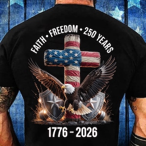 250 år av frihet PNG, 1776-2026 Eagle Patriotisk Sublimering, Eagle Juli-skjorta, Patriotiskt kristet Eagle-kors, 4 juli-skjorta PNG