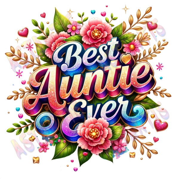 Best Auntie Ever PNG, BAE Png Sublimation Design Download, Aunt Love Png, Mother's Day Gift, Glam Glitter Print Auntie Sublimate Design