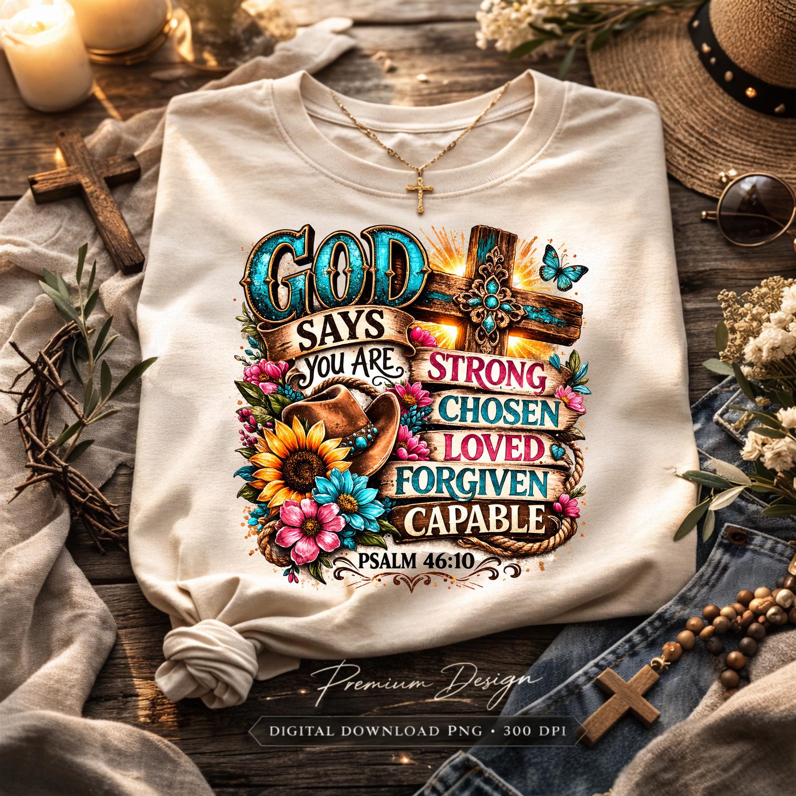 God Says You Are Strong Chosen Loved Forgiven Capable PNG, Christian ...