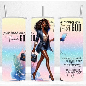 Motivational Black Woman Tumbler Wrap, 20oz Skinny Tumbler Sublimation Designs, Positive Black Girl Tumbler Wrap, PNG File Digital Download