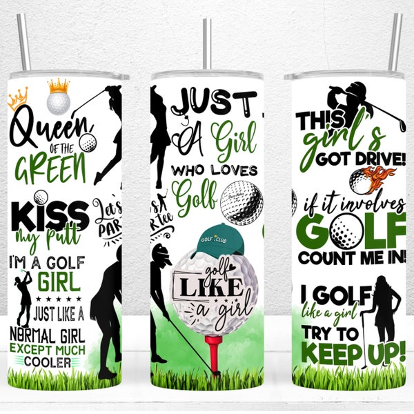 Grappige vrouw Golf Tumbler Wrap, 20oz Skinny Tumbler Sublimatie Design, Golf Girl Tumbler Design, Golf Tumbler Wrap, PNG Digitale Download