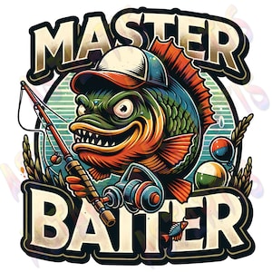 Master Biter Retro Graphic T-Shirt PNG Sublimation Design, Funny Fishing PNG, Fishing Sublimation Png, Funny Fisher Tee, Gifts for Dad
