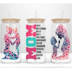 Mom Life 16oz Libbey Glass Wrap Png - Mother day Glass Cup Gift - Best Mom Ever Tumbler Sublimation Design, Mother&#39;s Day Digital Download
