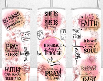 Geloof bevestigingen sublimatie ontwerp voor 20oz mager Tumbler Design, Bijbelvers Tumbler PNG, Christian Tumbler Wrap, PNG digitale download