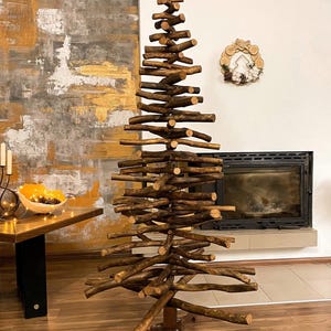 Christmas tree from natural branches, alternative New Year tree, handmade Xmas tree, indoor Christmas tree, New Year wooden decor