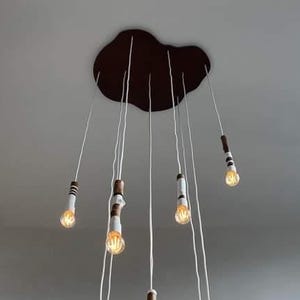 Pendant bulb light, driftwood chandelier, hanging wooden lamp, ceiling light, slim branch chandelier, handmade decor light, wood bar lamp