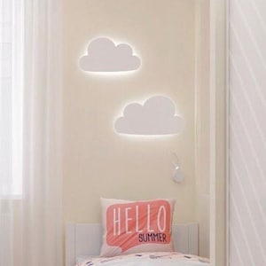Wooden cloud bedside lamp, baby room wall night light, cloud shape pedant, wooden cloud fixtures, nursery led lamp, handmade cloud lamp