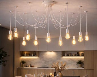 Minimalist white pendant light Loft style spider chandelier Octopus chandelier Ceiling lamp 3-18 lights  Multiple adjustable pendant light