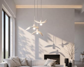 Northern Style Cascading Chandelier, Scandinavian White Ceiling Light, Minimalist Nordic Lamp, Modern Interiors, Elegant Statement Lighting