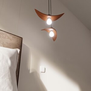 Natural Wood Pendant Light, Minimalist Chandelier, Brown Bird Wing Lamp, Scandinavian Loft Ceiling Lighting, Modern Cozy Home Decor 2026 image 7
