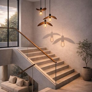 Natural Wood Pendant Light, Minimalist Chandelier, Brown Bird Wing Lamp, Scandinavian Loft Ceiling Lighting, Modern Cozy Home Decor 2026 image 8