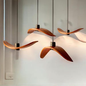 Pendants lighting, single pendant lamp, wing ceiling lamp, elegant office decor, designer wing lamp, led fixtures, downrod wooden lamp