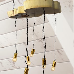 Acacia medieval lamp, luxury wooden slab chandelier, minimalist ceiling lamp, eco friendly chandelier, farmhouse decor, mid century lamp
