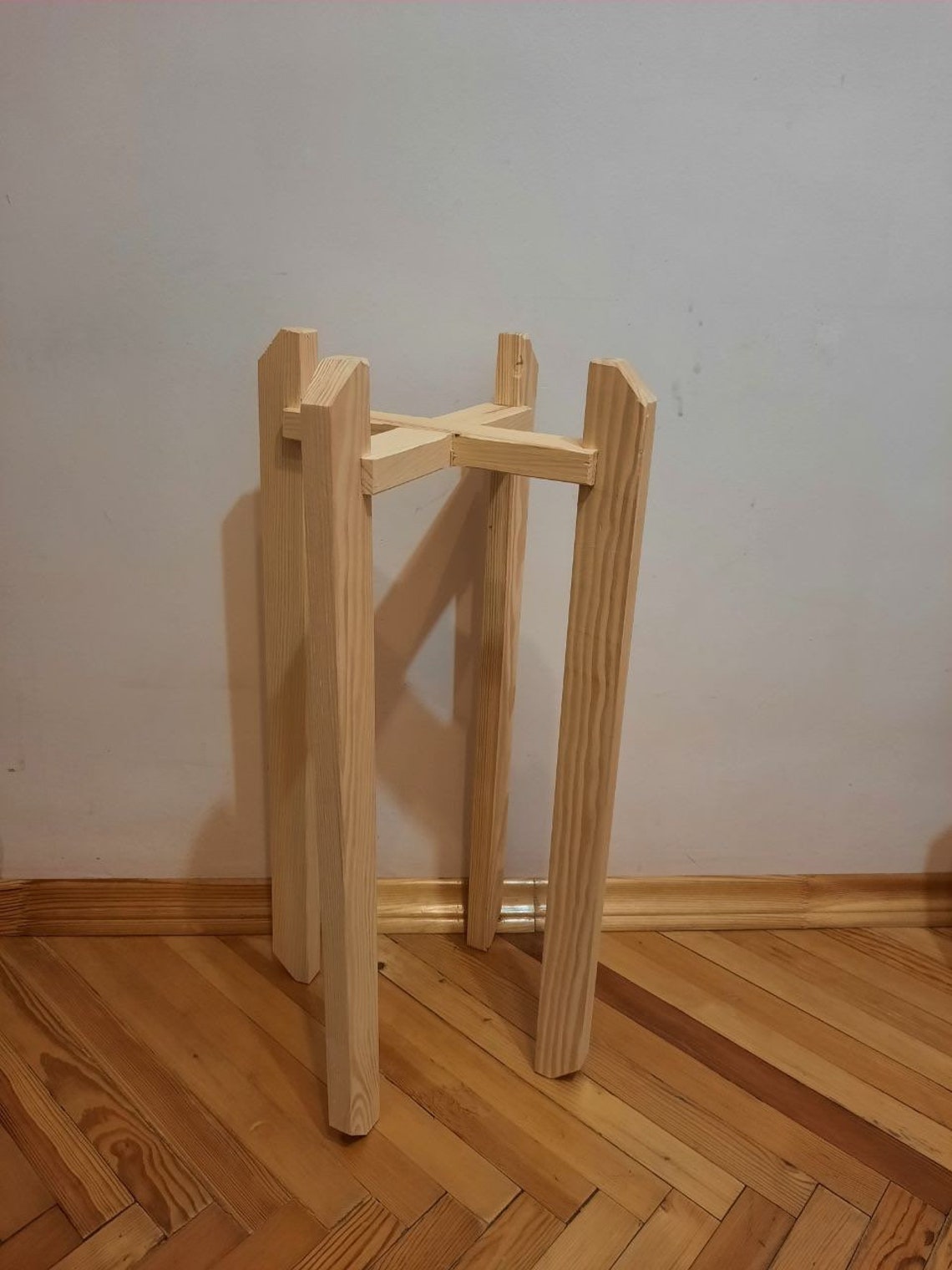 Natural wooden stool Modern plant stand Indoor stand Etsy