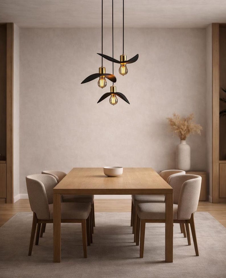 Natural Wood Pendant Light, Minimalist Chandelier, Brown Bird Wing Lamp, Scandinavian Loft Ceiling Lighting, Modern Cozy Home Decor 2026 image 12