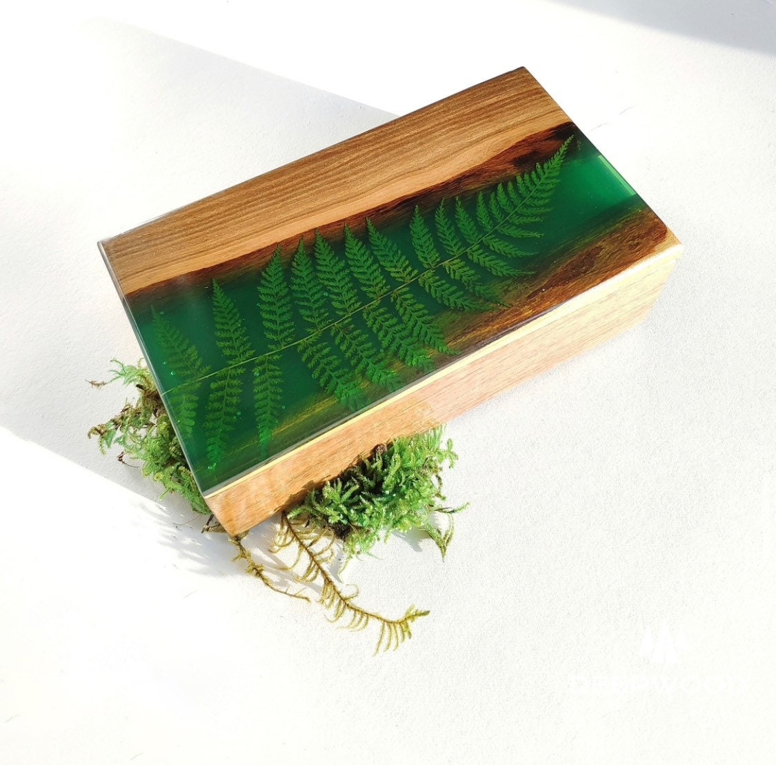 Wooden memory box decorated with epoxy resin Jewelry or photo Etsy