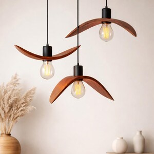 Natural Wood Pendant Light, Minimalist Chandelier, Brown Bird Wing Lamp, Scandinavian Loft Ceiling Lighting, Modern Cozy Home Decor 2026 image 4