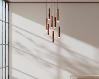 Minimalist style chandelier, pendant led lighting, modern lamp, driftwood chandelier, branch pendant lamp, modern wooden ceiling lamp