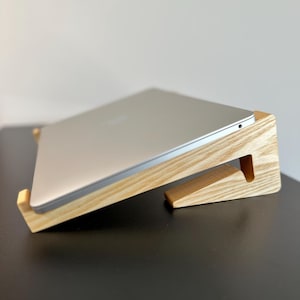 Compact laptop stand, laptop wooden tray, wooden laptop stand, natural laptop holder, solid wood laptop holder, wood laptop desk, wood riser