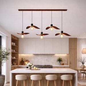 Wood Wing Plank Chandelier, Scandinavian Bird Pendant Light, Linear Kitchen Island Lighting, Minimalist Wooden Ceiling Lamp Decor, Aesthetic