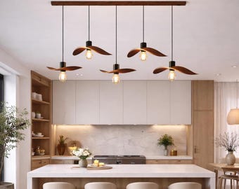 Wood Wing Plank Chandelier, Scandinavian Bird Pendant Light, Linear Kitchen Island Lighting, Minimalist Wooden Ceiling Lamp Decor, Aesthetic