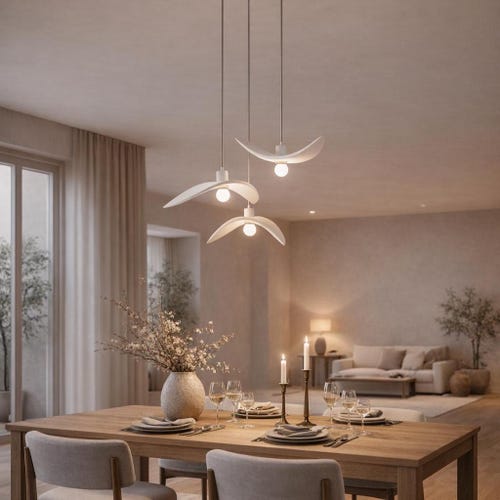 Aile blanche personnalisée, suspension plume, lustre scandinave suspendu, plafonnier inspiré de la nature, décoration d'aile moderne