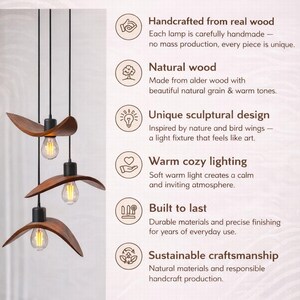 Natural Wood Pendant Light, Minimalist Chandelier, Brown Bird Wing Lamp, Scandinavian Loft Ceiling Lighting, Modern Cozy Home Decor 2026 image 20