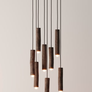 Hanging wooden lamp, led kitchen lamp, eco friendly lamp, hanging branches, dining room decor, wooden chandelier, rustic branch chandelier